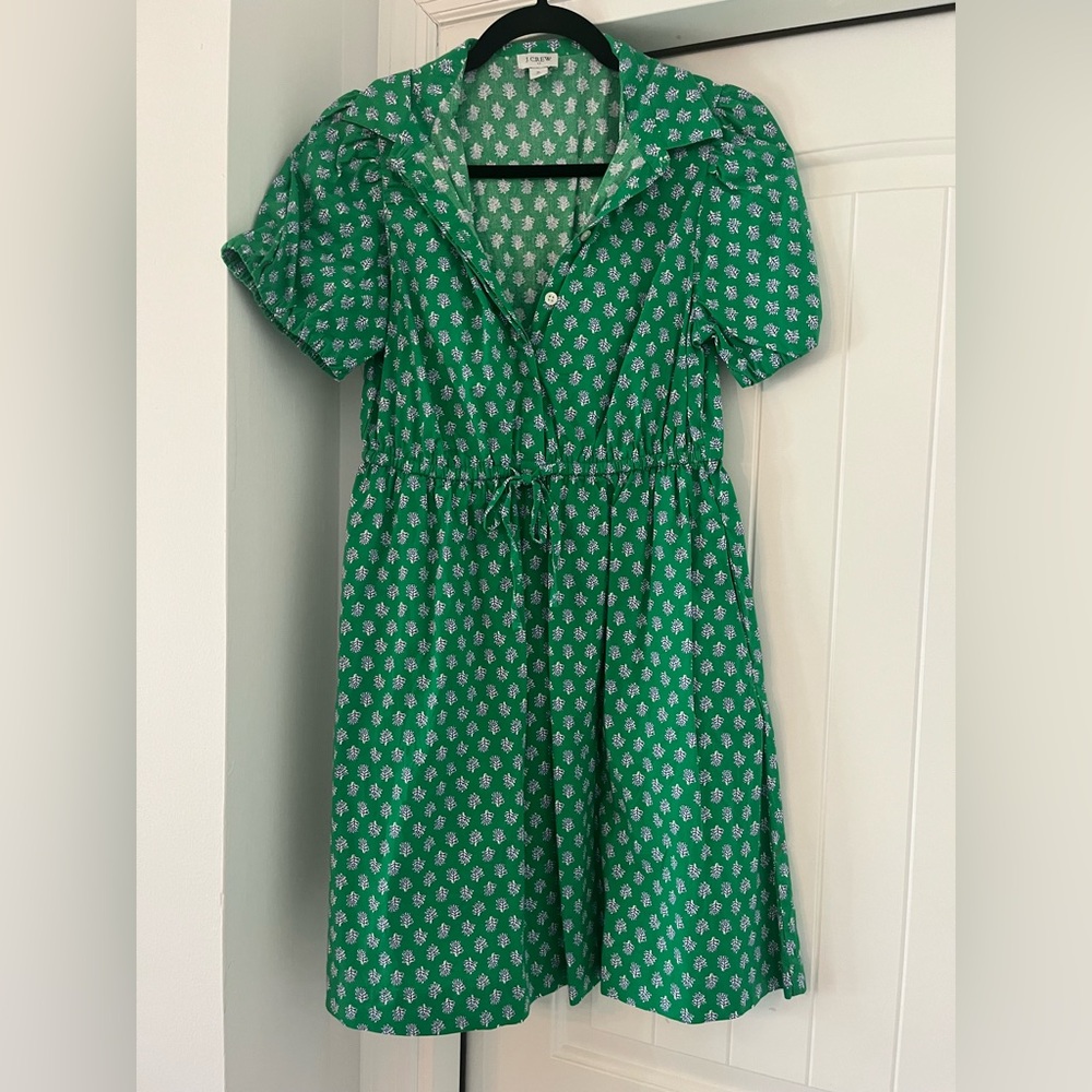 J. Crew green floral dress